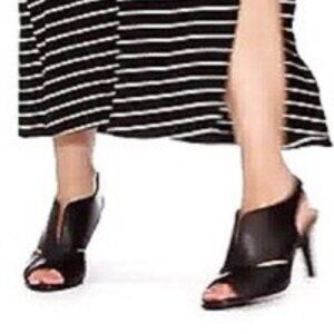 Bandolino Mikea Peep Toe Slingback Heels Textured Black Manmade Size 7.5 M